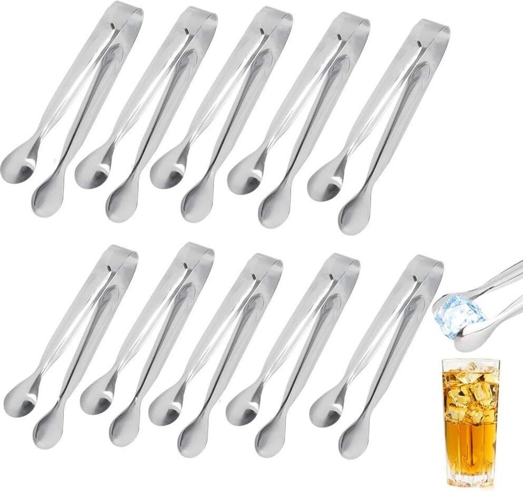 Edelstahl Zuckerzange Set 10 Stücke,Eiswürfelzange Produktbild 