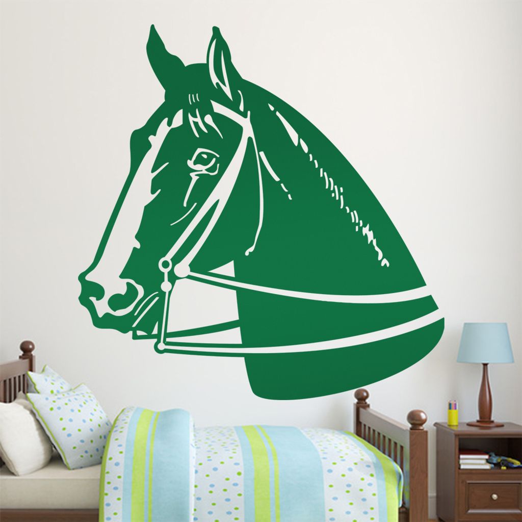 KIWISTAR Pferd mit Geschirr Wandtattoo in 6 Größen - Wandaufkleber Wall Sticker - Dekoration, Küche, Wohnzimmer, Schlafzimmer, Badezimmer