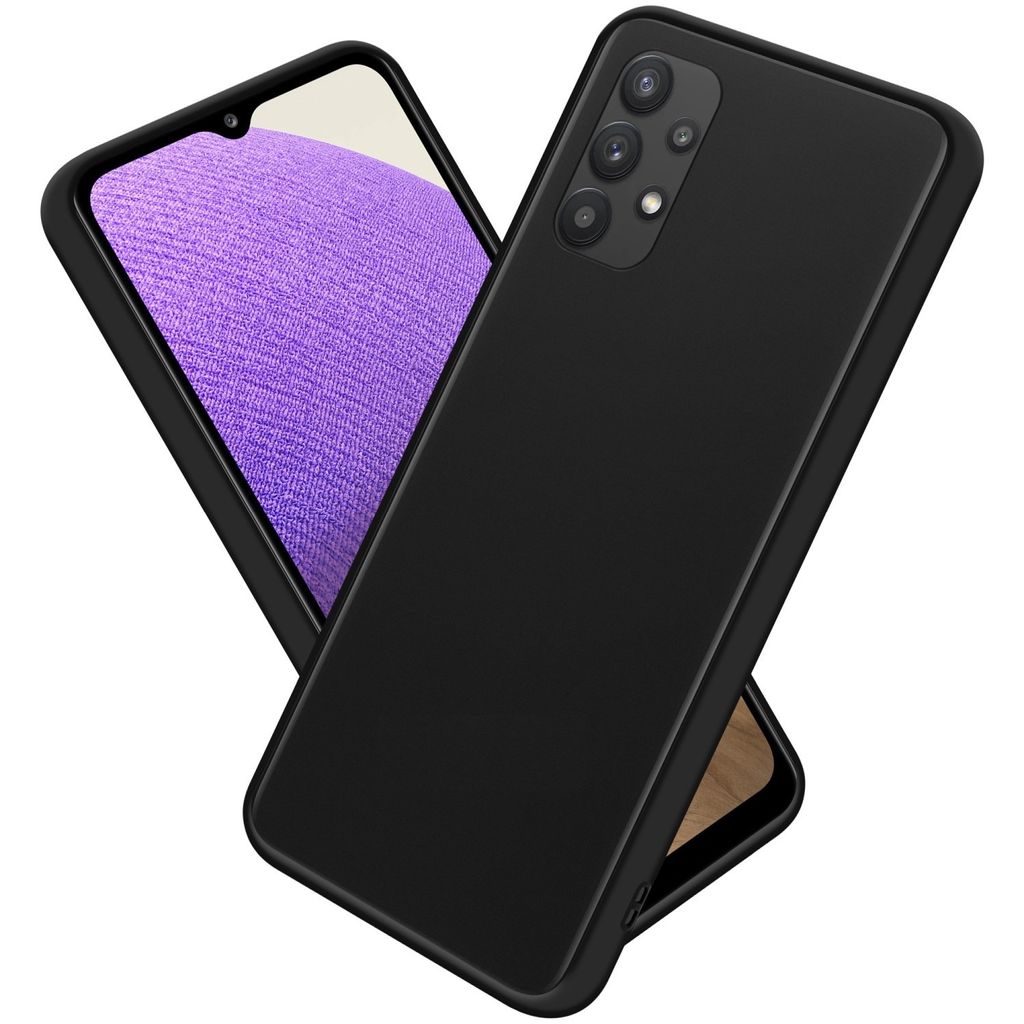 Cadorabo Hülle für Samsung Galaxy A32 5G Schutz Hülle in Schwarz Handyhülle Hybrid Schutzhülle Etui TPU Silikon
