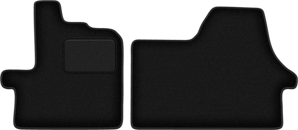 Velours-Fußmatten Vorne passend für Fiat Ducato IV (Lieferung, Bj. 2014 -) – schwarz, passgenau, mit Befestigungen set 2 Stk. - STANDARD