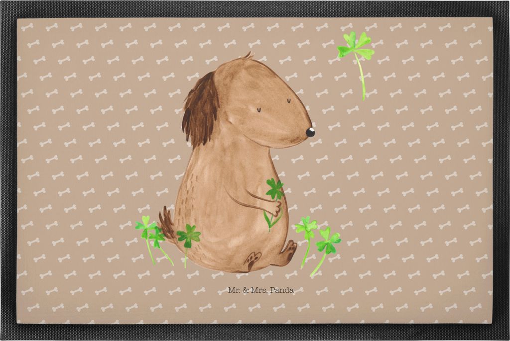 Mr. & Mrs. Panda bodenmatte Hund Kleeblatt 50 x 75 cm - Hundeglück - Geschenk, Schmutzmatte, Schmutzfangmatte, Sprüche, Fussmatte, Glück, Viel, ...