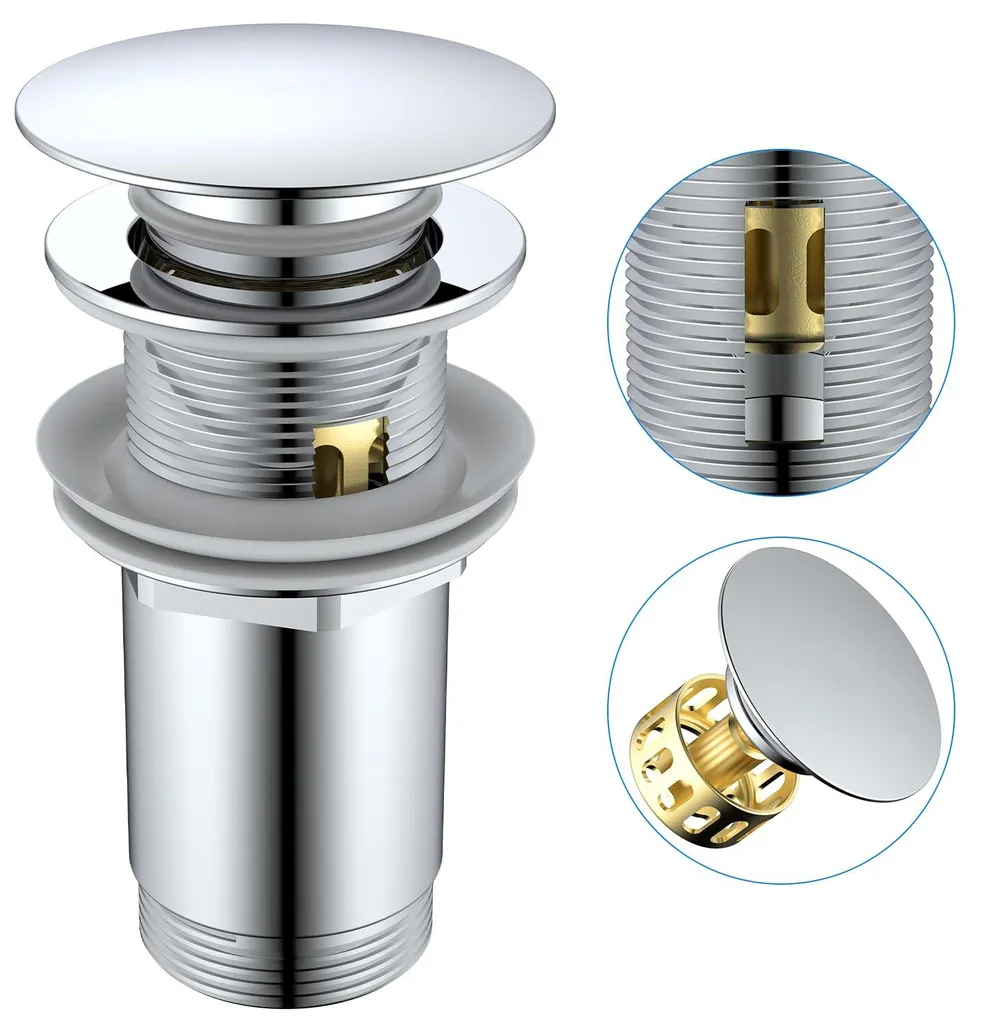 Bonde de lavabo universelle 1 1/4" avec trop-plein et panier filtrant