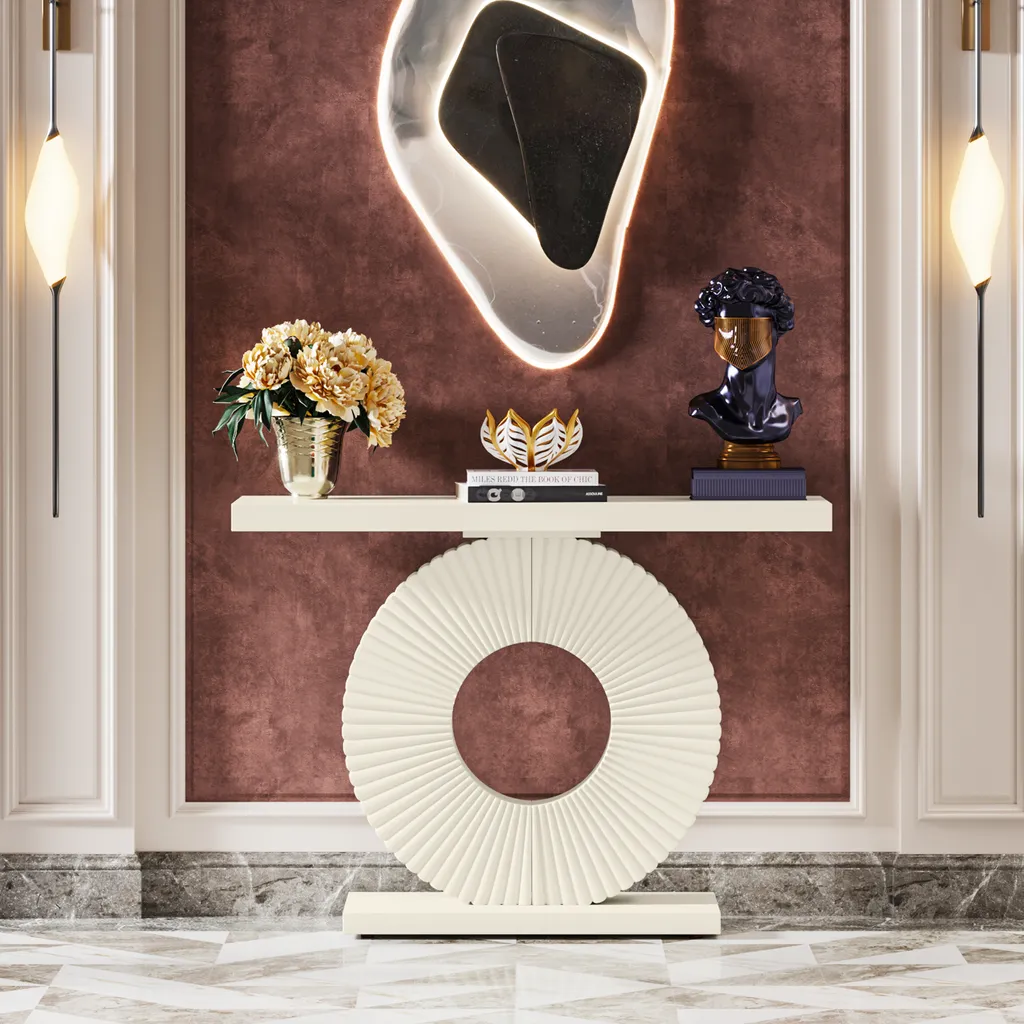 Table console moderne Tribesigns de 100 cm avec piétement géométrique