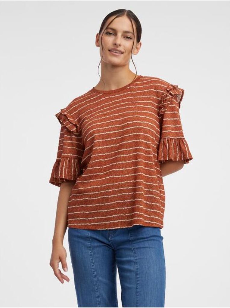 Orsay Braunes gestreiftes Damen-T-Shirt 123004753000__L