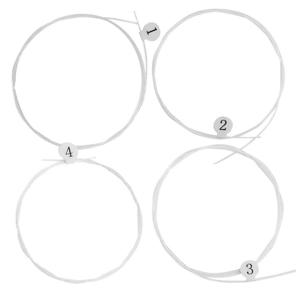 4-teiliges Ukulelen-Saitenset mit brillantem Klang, Carbon-Optik, hochwertig und transparent. Gitarrenzubehör