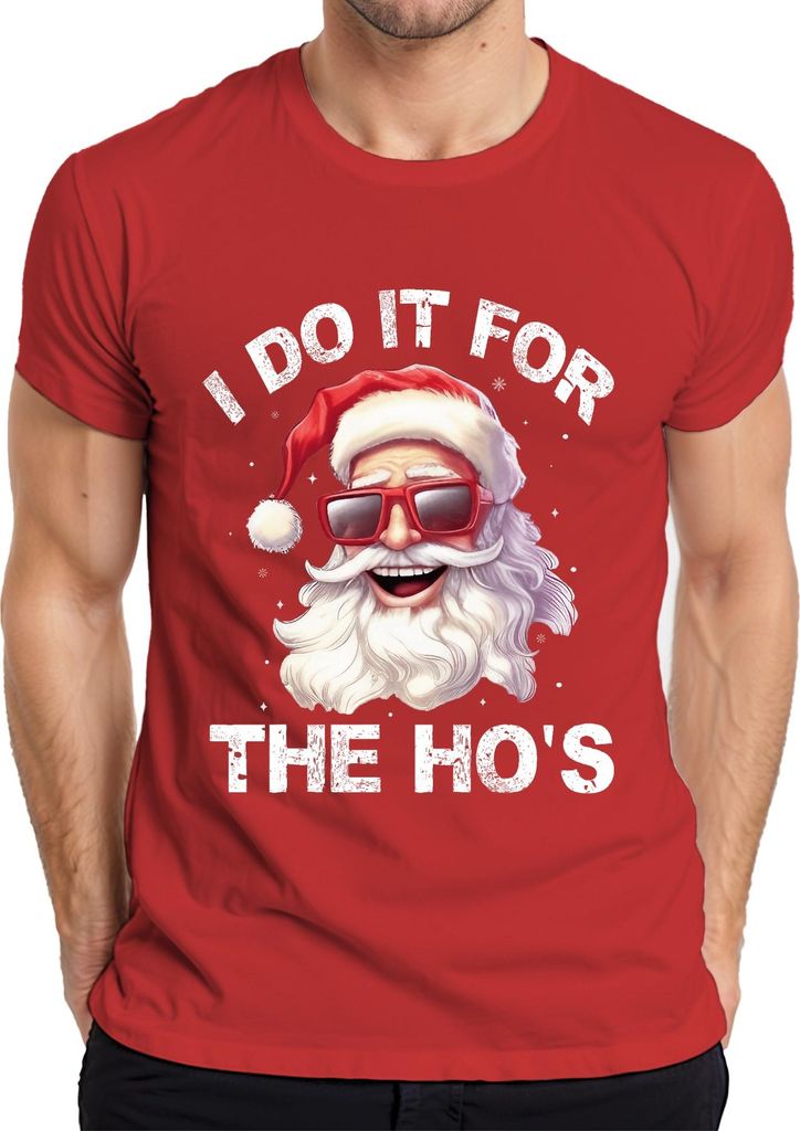 I Do It For The Ho's Santa Weihnachtsmann Lustig Geschenk Herren T-Shirt, Rot, L