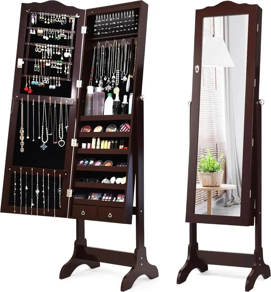 Fini les bijoux emmêlés : Armoire à bijoux LED verrouillable miroir bois