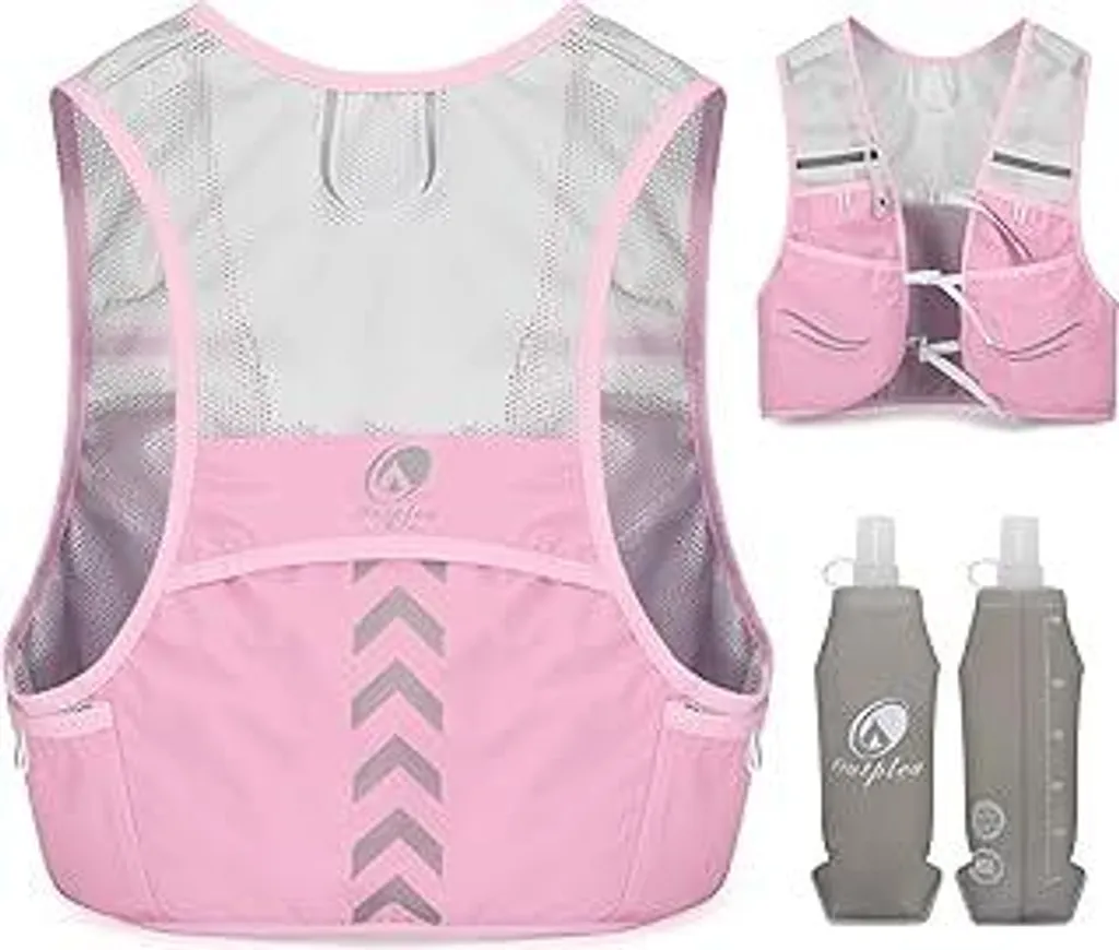 Gilet da corsa con 2 borracce morbide da 500 ml, zaino da corsa leggero da uomo e donna, zaino idratante, gilet idratante per tailrunning, corsa, maratona, accessori
