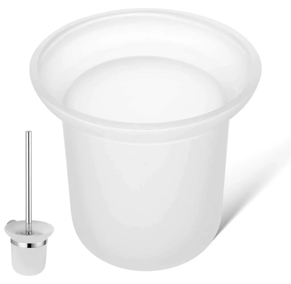 Rangement brosse WC compact en verre pour petite salle de bains chic