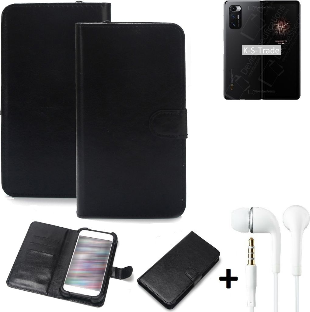 K-S-Trade Wallet Case Handyhülle kompatibel mit Xiaomi Mi MIX Fold Schutzhülle Flip cover Flipstyle Tasche Hülle Flipcover Slim Bumper schwarz + in