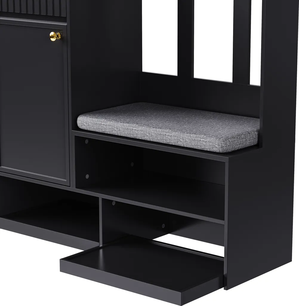 Armoire d'angle multifonctionnelle avec banc à chaussures métal noir - 8