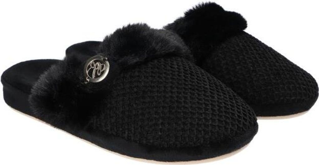 AMERICAN CLUB, SL07, Niedliche Hausschuhe, Warme Damen Hausschuhe, Elegant Slipper, Perfekt für sich selbst oder als Geschenk, Farbe: Schwarz, Gr...