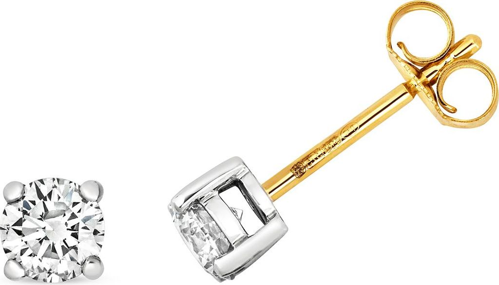Funkelndes Feuer 9 Karat (375) Gold Damen - Diamant Paar Ohrstecker Brillant-Schliff 0.60 Karat H - I1; TRS314269KY