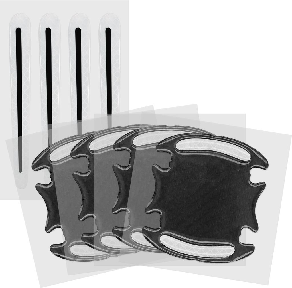kwmobile 8x Universal Auto Türgriff Lackschutzfolie - Folie - Schutzfolie Griffmulden und Griff Schwarz Grau 9,1 x 8,3 + 13 x 1,7 cm