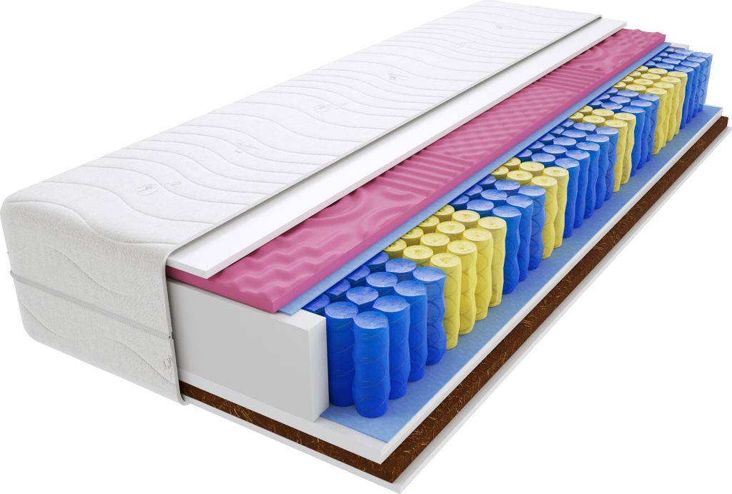 Matratze 70x200 cm Doppelmatratze, H3 & H4 Federkernmatratze, Taschenfederkernmatratze 24 cm Hoch Kokosfaser Profilierter Moletschaum Hypoallergene...