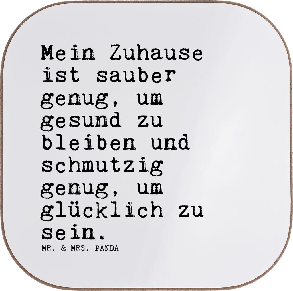 Mr. & Mrs. Panda Untersetzer für Gläser Mein Zuhause ist sauber... - Weiß - Geschenk, Coaster, neue Wohnung, gläseruntersetzer, Tischschoner, N...