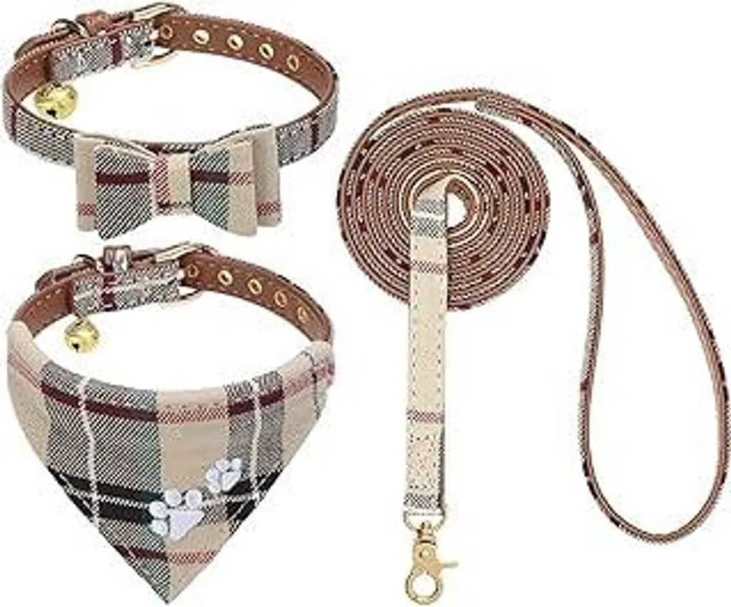 EXPAWLORER Set Collare e Guinzaglio XS: Marrone Antigroviglio per Cani