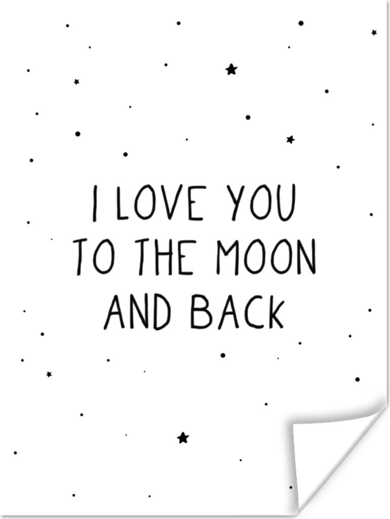 MuchoWow Poster Zitate - Ich liebe dich bis zum Mond und zurück - Baby - Liebe - Sprichwörter 30x40 cm - Wandplakat - Poster Kinderzimmer