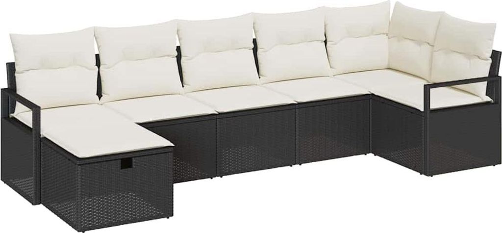 Sofa Set mit Kissen 7 pcs Poly-Rattan