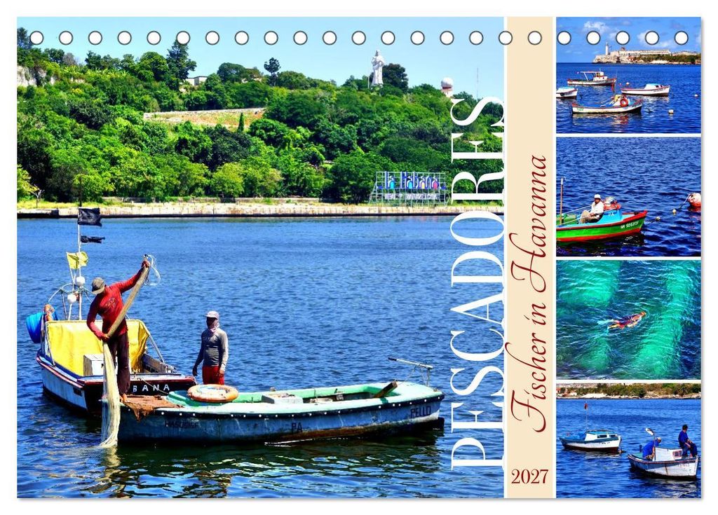 Pescadores - Fischer in Havanna (Tischkalender 2027 DIN A5 quer), CALVENDO Monatskalender