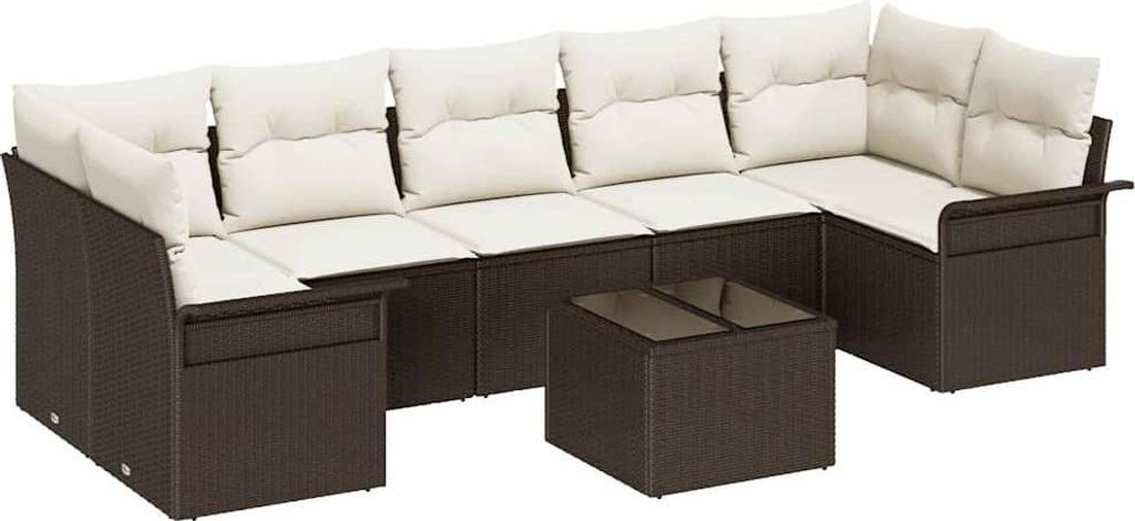 vidaXL Gartensofa-set mit Kissen 8 pcs Braun und Creme Poly-Rattan
