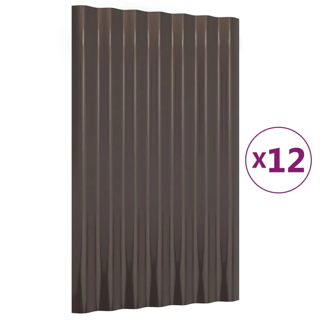 Pannelli di Copertura 12 pz. Acciaio Marrone 60x36 cm per Tetti Esterni