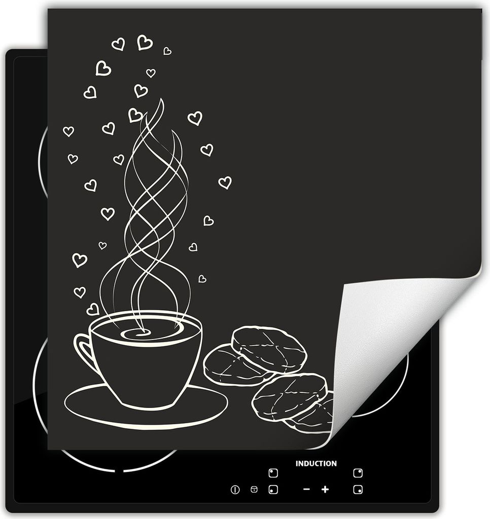 DarHaus Herdabdeckplatte 60x52 cm Anti Rutsch Matte Aufrollbar, dunkelgrau - Kaffee