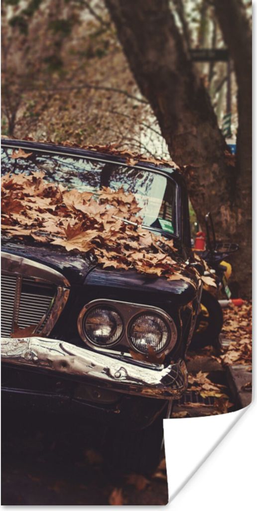 MuchoWow Poster Auto - Herbstblätter - Landleben 80x160 cm - Kinderzimmer