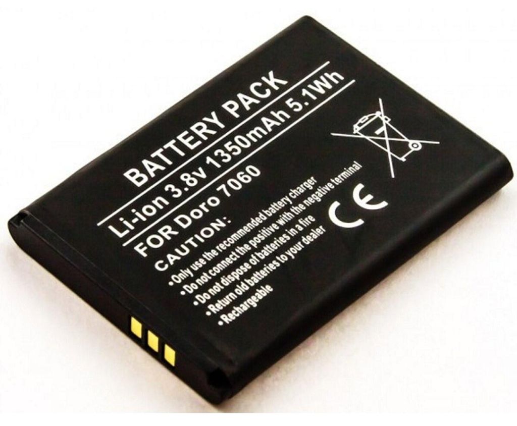 Akku für Doro 7070 Li-Ion 3,8 Volt 1350 mAh schwarz Produktbild 
