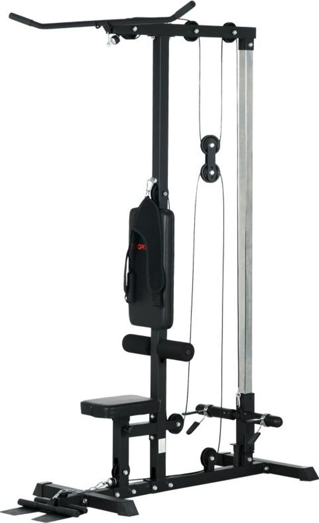 Kraftstation für Zuhause, Ruderzüge, ohne Gewichte, Fitnessgerät für Zuhause, Stahl, Kunstleder, Schwarz, 140 cm, 197 cm, 30,5 kg, 110 kg, 108 cm