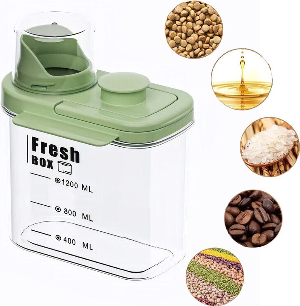 (Grün,1500ml)Vorratsdosen mit Deckel Tragbar Vorratsdose BPA frei Große Kapazität Aufbewahrungsbox Vorratsbehälter Mehrkorndose Mit Maßsta...