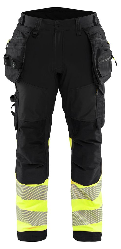 Blakläder High Vis Softshell Arbeitshose 1821, Farbe:Schwarz/High Vis Gelb, Größe:D112