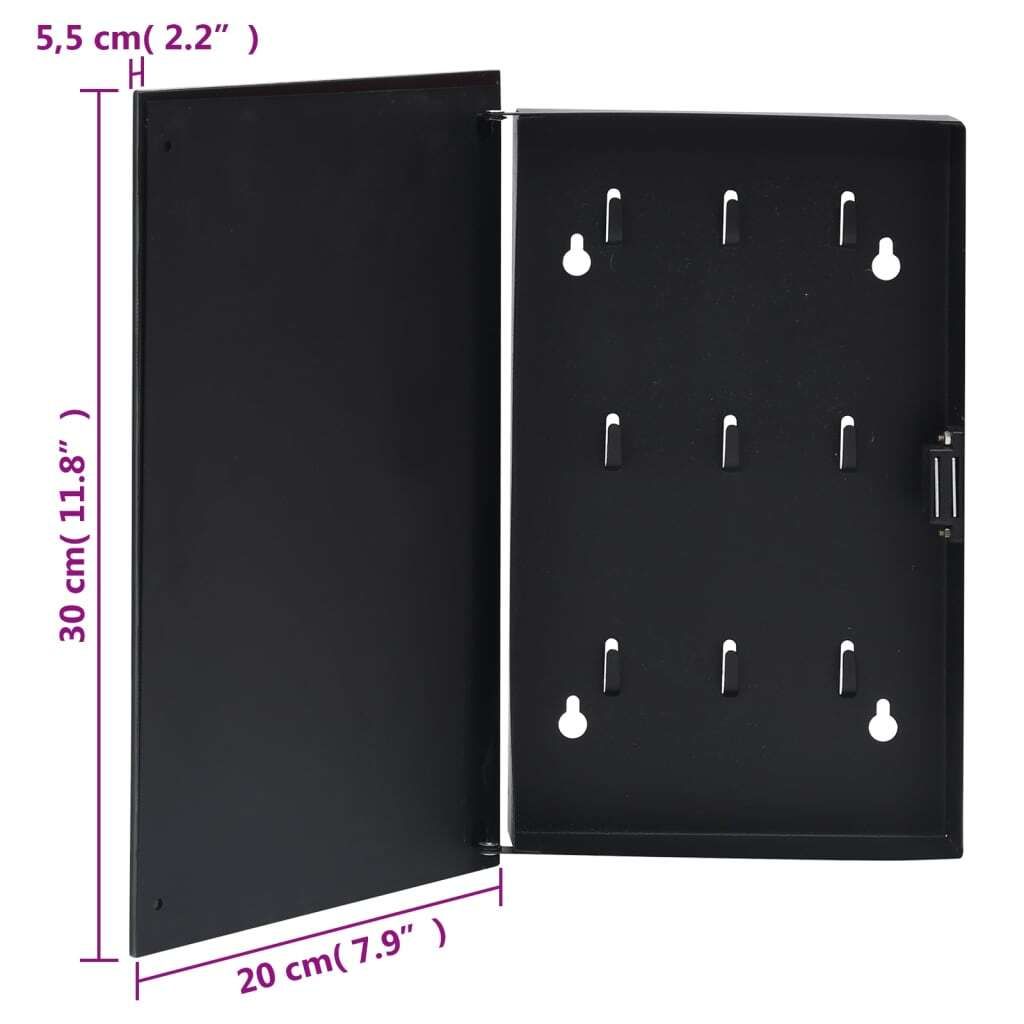 Schránka na kľúče s magnetickou tabuľou čierna 30x20x5,5 cm Obrázok produktu 7