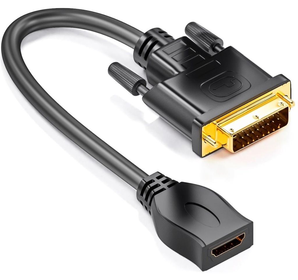 deleyCON DVI auf HDMI Adapter-Kabel, DVI zu HDMI Buchse - Produktbild 