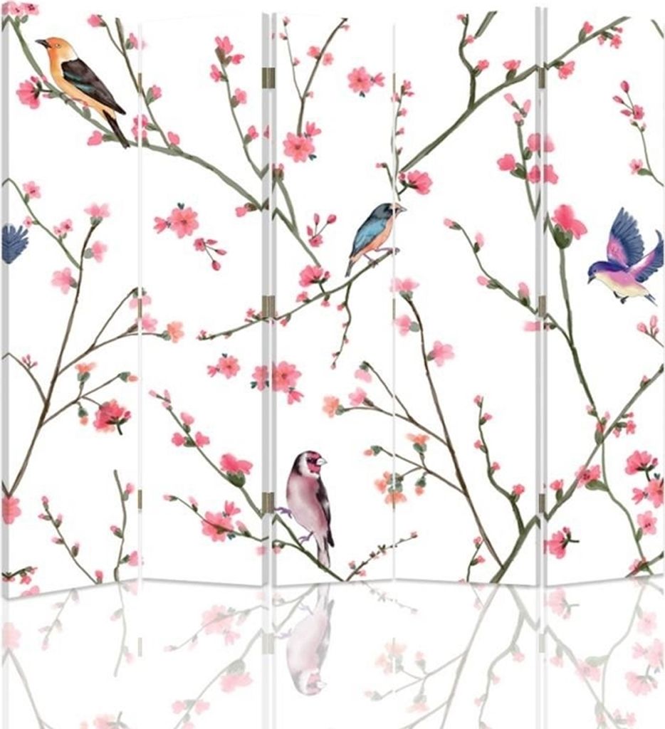 Paravent - Raumteiler Songbirds - Dekorativer Raumtrenner cm. 180x170 (5 x)