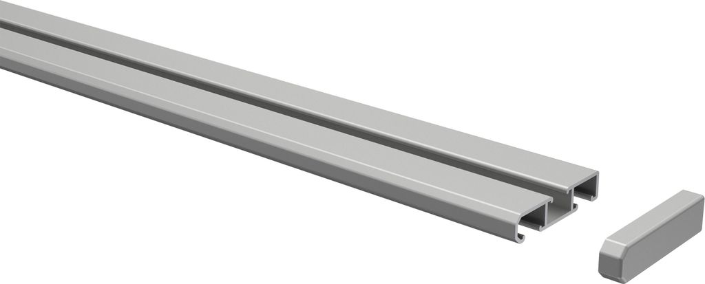 Interdeco Gardinenschiene / Vorhangschiene Aluminium Silbergrau, Typ Slimline, 1-/2-läufig Wendeprofil, 180 cm