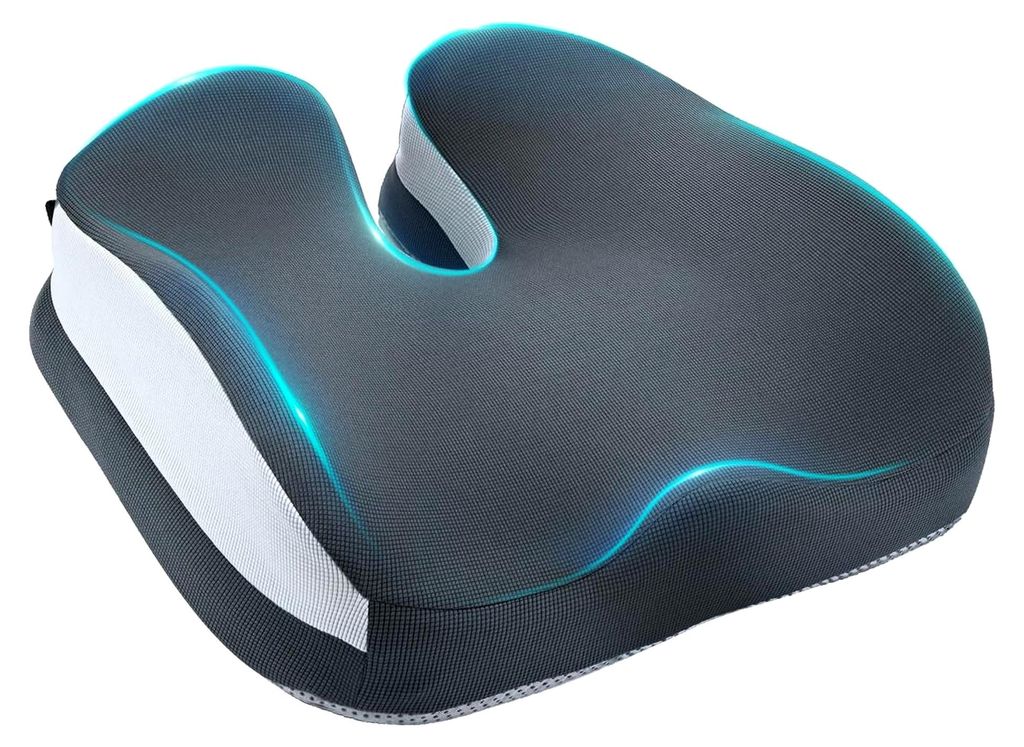 Ergonomisches Sitzkissen für Bürostühle, orthopädisches Memory Foam Sitzkissen zur Druckentlastung des Steißbeins, atmungsaktives Sitzpolster ...