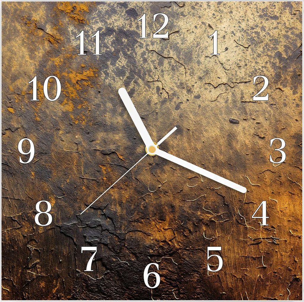 Wanduhr aus Glas mit Motiv Golden Texture- 30 x 30 cm - inkl. Aufhängesystem