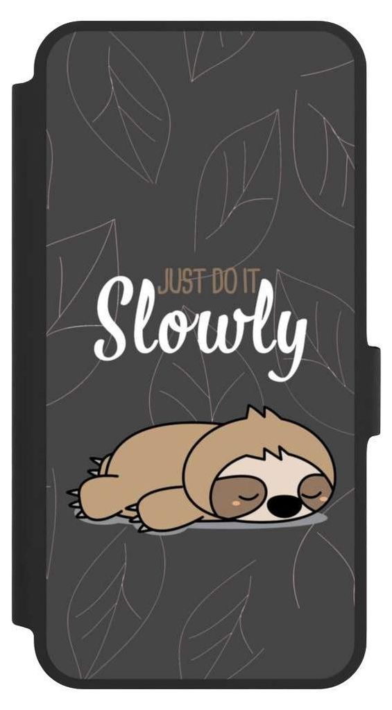 NIVOCASE Klapphülle für Samsung Galaxy A36 5G Handyhülle aus Kunst Leder NIVOflip schwarz Faultier Sprüche lazy sunday