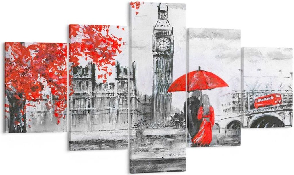 Bild auf Leinwand - Leinwandbild - London Architektur big ben - 125x70cm - Wand Bild - Wanddeko - Leinwanddruck - Bilder - Kunstdruck - Wanddekorat...