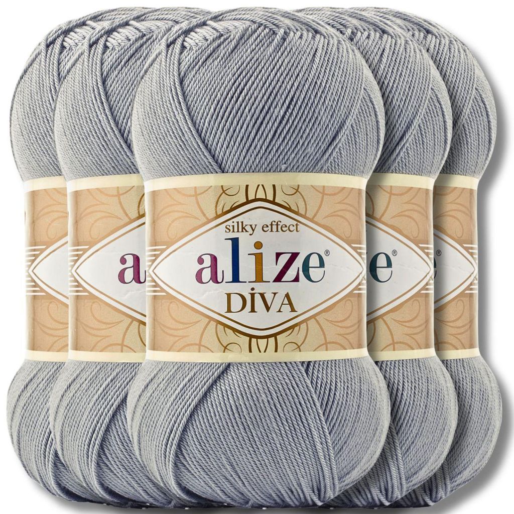 Alize 5x 100g Diva Wolle, Uni, Häkeln, Stricken (355)