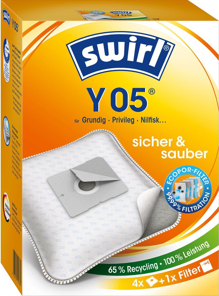 Swirl Y 05, Staubbeutel, Weiß, Dirt Devil, Progress, Produktbild 