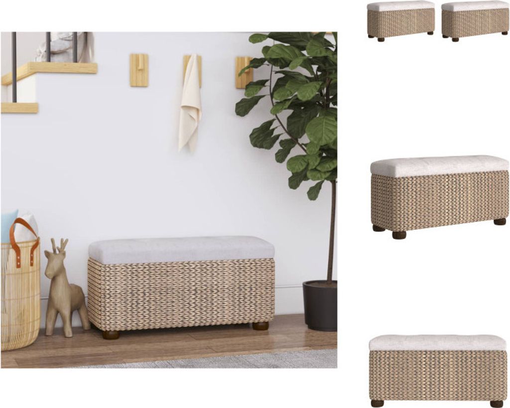 vidaXL Sitzbänke mit Stauraum und Kissen in Grau 2 Stk. 69 cm Rohrkolben - Truhen- & Flurbänke