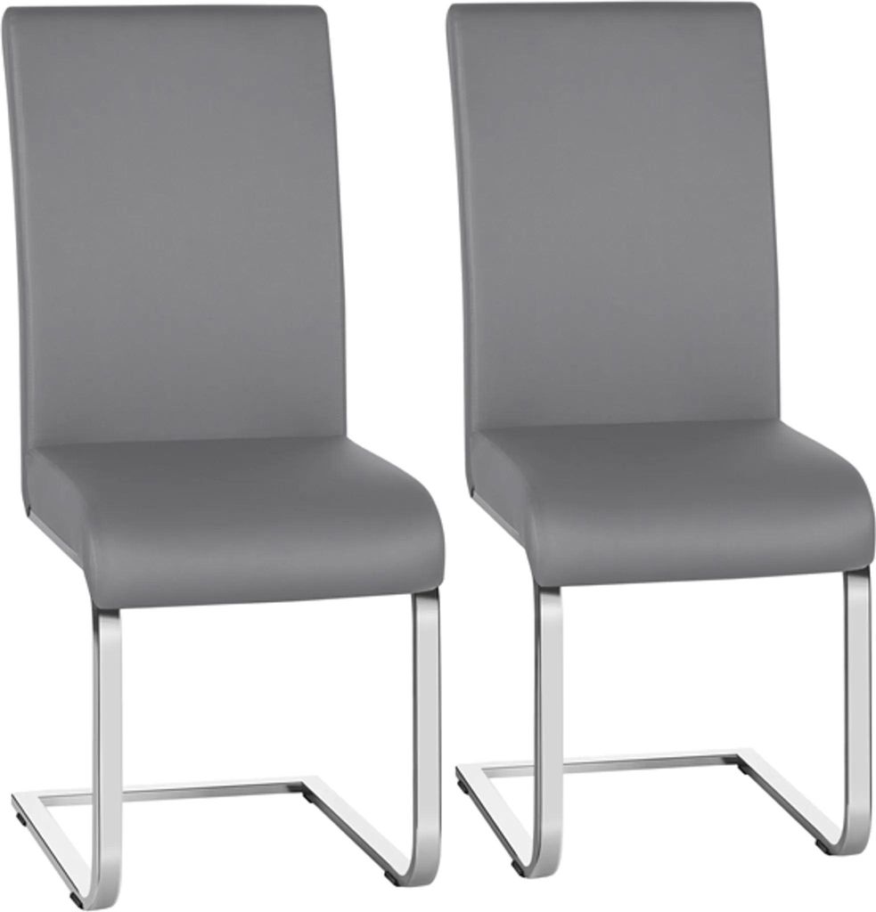 Two modern dining chairs.