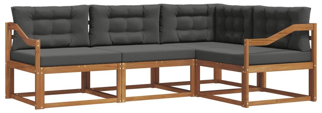vidaXL Outdoor-Sofagarnitur mit Kissen 4 pcs Natur und Anthrazit