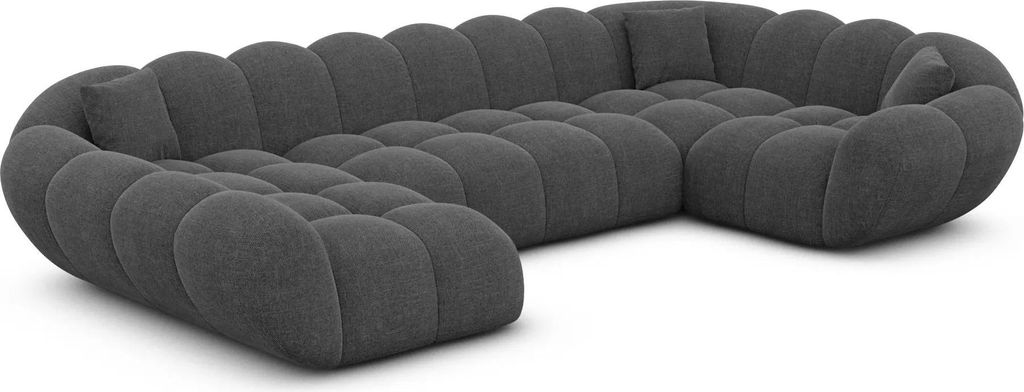 Strukturstoff U-Form XL Wohnlandschaft Liva Anthrazit Links