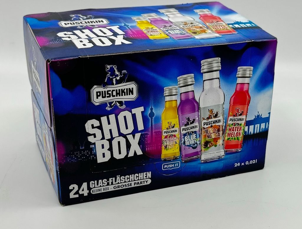 Puschkin Shot Box (24x0,02l) 17,5%vol. - Nuts & Nougat, Produktbild 