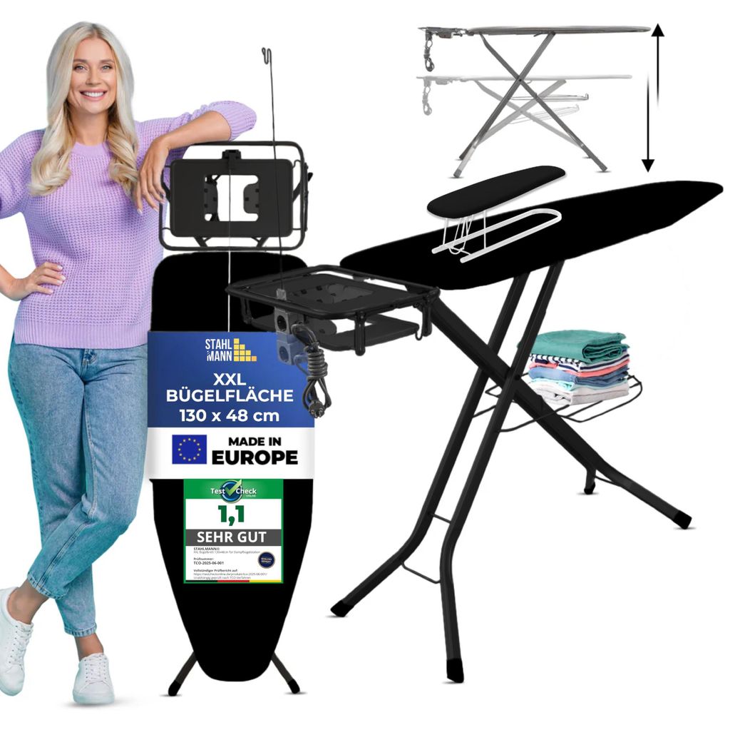 STAHLMANN® Bügelbrett für Dampfbügelstation [130x48 cm Produktbild 