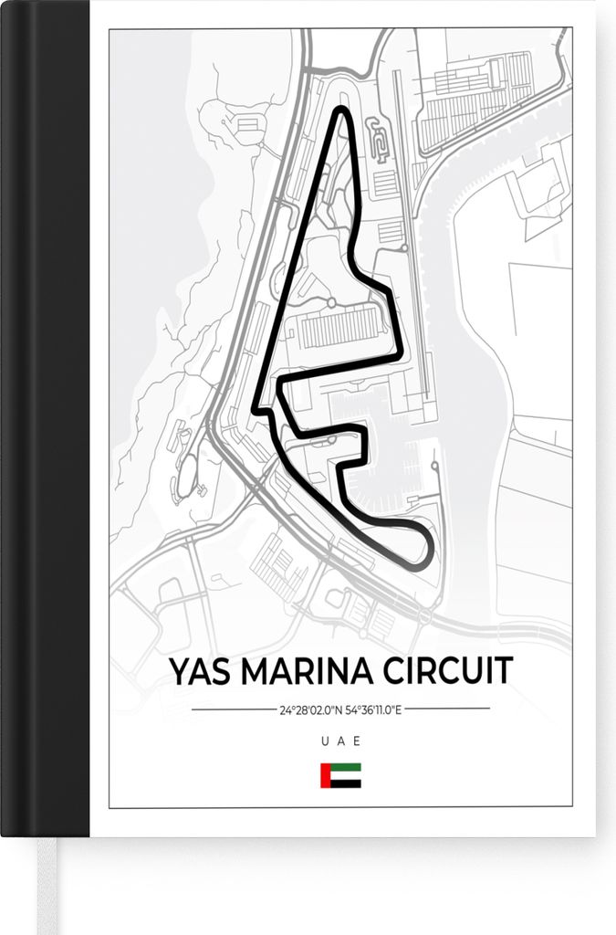 MuchoWow Notizbuch Tagebuch Haushaltsbuch Notebook A5 Rennstrecke - Yas Marina Circuit - Rennstrecke - F1 - Abu Dhabi - Weiß - Notizblock - Noti...
