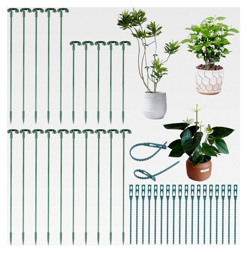 20 Stück Pflanzenstützen aus Fiberglas, Pflanzenhalter für Stabilität und Schutz von Pflanzen, dekorative Stützstäbe für Pfingstrosen, Horte...